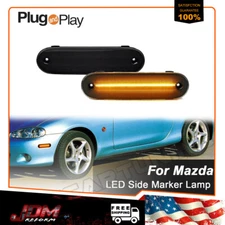 Fit Mazda Miata MX-5 1990-2005 LED Side Marker Light Front Amber Smoked Lens 2PC