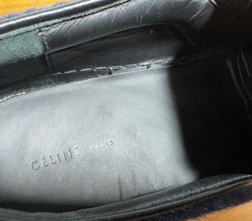 Celine Paris Skate Dark Midnight Blue Pony Hair Slip On Sneakers 38 Italy - Picture 10 of 11