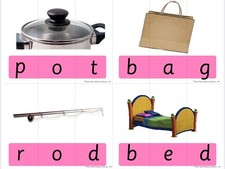 PINK SERIES  Montessori Activity - Cvc Puzzle Cards  Educational Materials