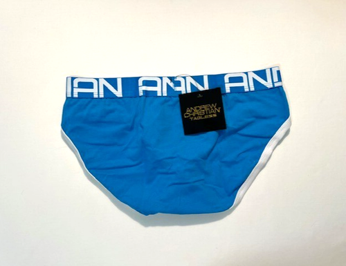 Andrew Christian Size S Cotton Athletic Brief - Blue/White - Roomy Pouch - Picture 7 of 9