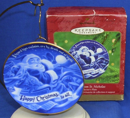 Punze Sammelteller Ornament Ein Besuch vom Nikolaus 2000 Weihnachtsmann gebraucht