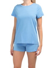 NWT CAROLE HOCHMAN Blue Cotton Drawstring Shorts Pajamas Large Retail 58.