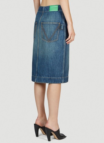 Neu mit Etikett $ 950 Bottega Veneta Medium gewaschener Denimrock 8 US (42 Euro) - Bild 4 von 12
