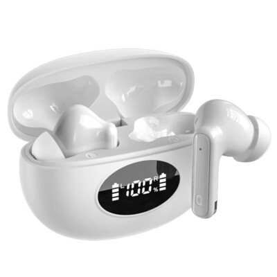 Wireless Earbuds, Digital Display Kopfhörer, Anrufrauschunterdrückung, weiß