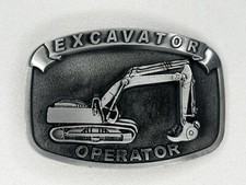 Excavator Operator Belt Buckle, Silver