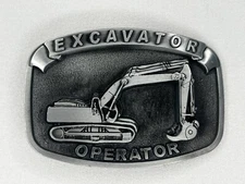 Excavator Operator Belt Buckle, Silver