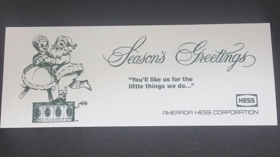 Amerada Hess 1967 / 69  / 70 s  SEASONS GREETINGS.  CARD AWRSOME - Image 2 of 3