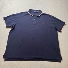 Polo Ralph Lauren Polo Shirt Mens 2XB XXB Big Blue Solid Cotton Golf Rugby Pony