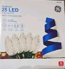 GE StayBright 25 LED C-9 Christmas String Lights NEW
