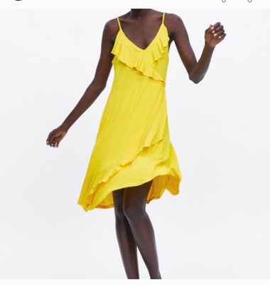 zara yellow ruffle dress