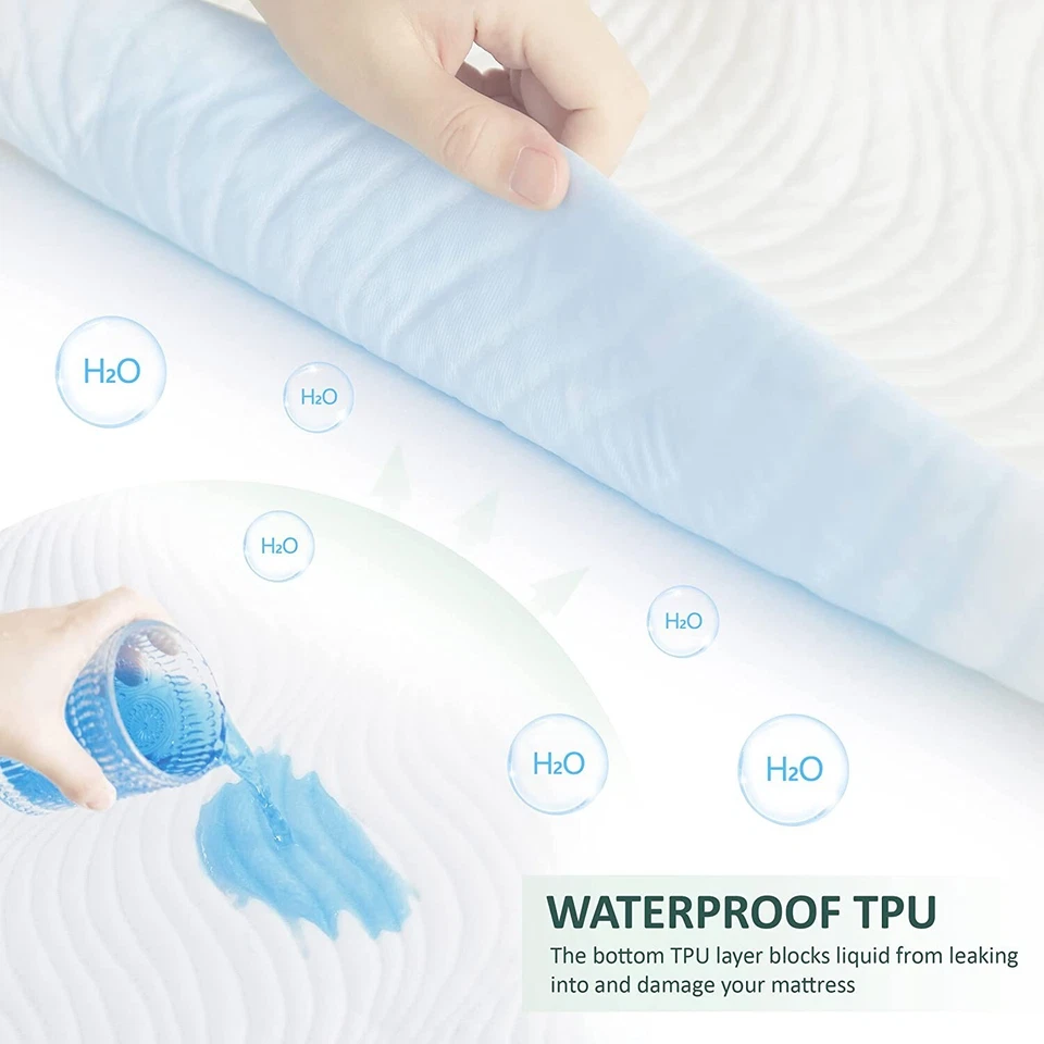 100% Waterproof Mattress Protector Quilted Breathable Premium Cover, Full Size - Image 2 of 4