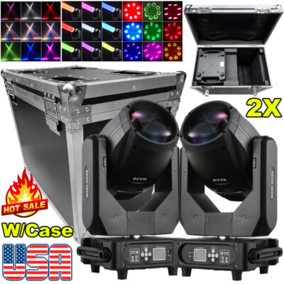 2X 280W 10R Beam Moving Head Stage Light DMX Gobo Spot Lighting Disco Party+Case