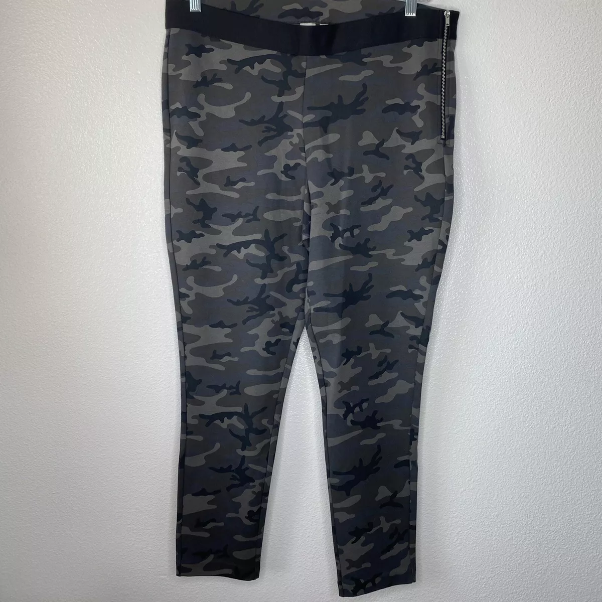 NWT Gap Gray Black Camo Side Zip Leggings Pant Women's XL