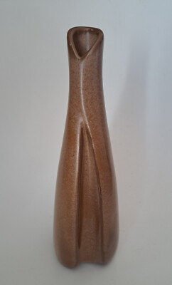 Vintage Frankoma Pottery MCM Torpedo Bud Vase Plainsman Brown Desert Gold #46