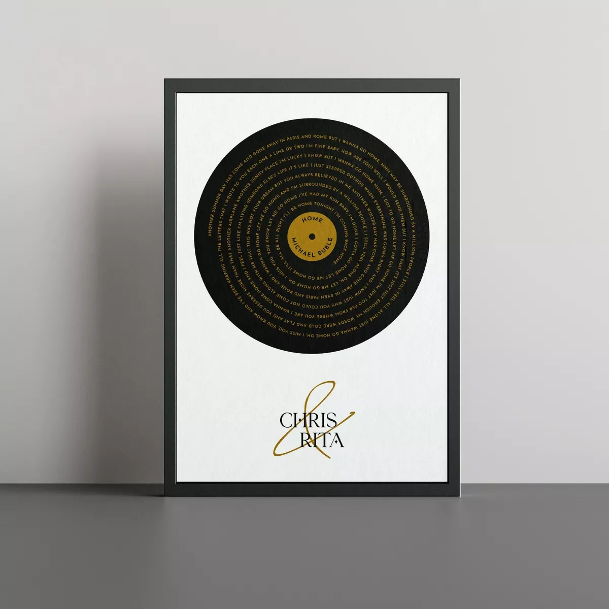 Personalised Song Lyrics Vinyl Record Wall Art LP Print