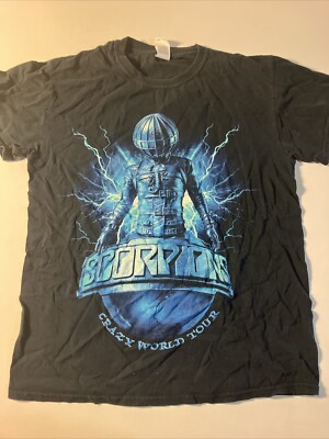 2017 Scorpions Crazy World Tour Medium M Med Black Adult Gilden T-Shirt