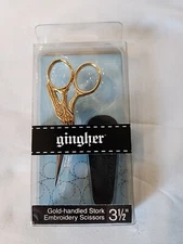 Gingher 3 1/2" Embroidery Stork Scissors made in Italy Needlework cross stitch