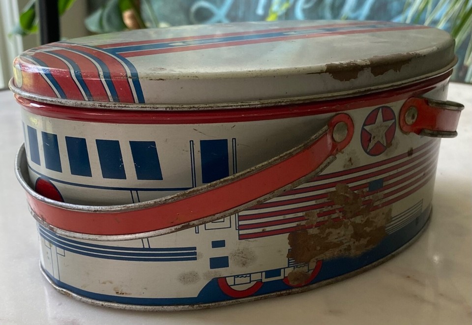 Vintage 1930s Burlington Zephyr Railroad Tin Lunchbox by Decorware eBay