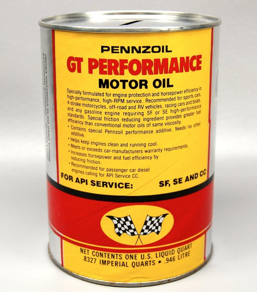 PENNZOIL MOTOR OIL CAN BANK - 20W-50 GT PERFORMANCE 1 QUART