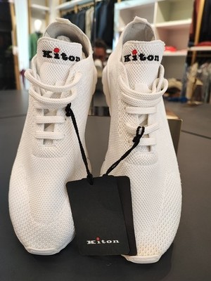 NWOB KITON WHITE KNIT SNEAKERS SHOES SZ 9 UK 10 US 44 EU (2.23)