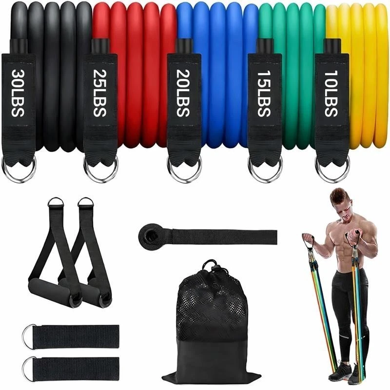 11PCS Set Resistance Bands Workout Exercise Crossfit Fitness Yoga Training Tubes