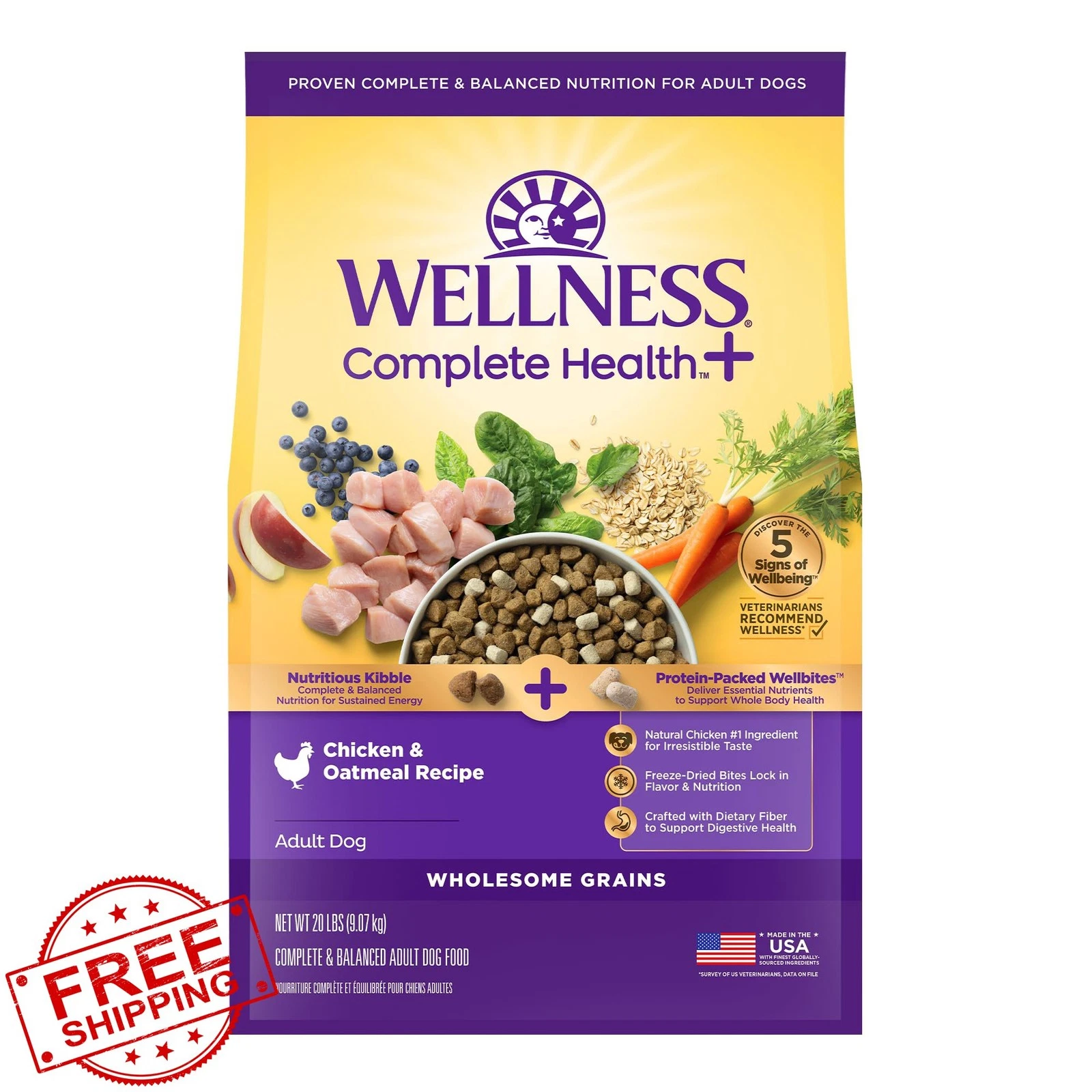 Wellness Chicken Oatmeal 20lb Dog Food