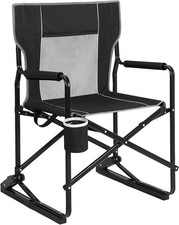 Portable Folding Rocking Camping Chair Outdoor Freestyle Rocker Built-in Cup