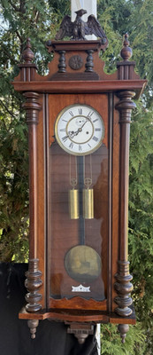 Antique 1895 Gustav Becker 2 Weight Vienna Regulator Wall Clock - EAGLE TOPPER