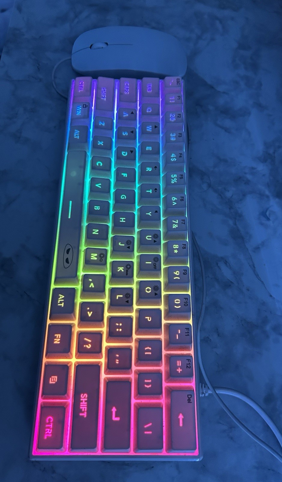 MageGee TS91 LED Gaming Keyboard & Mouse Combo – White – Backlit – USB Wired Set