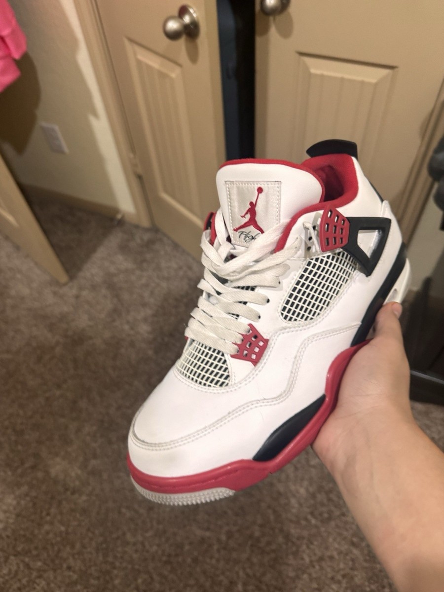 Air Jordan 4 Retro White Lettering Sneakers Size 12.5 FV5029-003