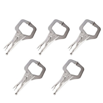 Adjustable 11'' Locking C Clamp Pliers Grip w/ Swivel Pad Vise Jaws 5 Pcs