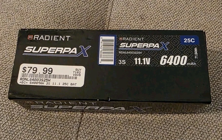 RADIENT SUPERPA LiPo 3S 6400mAh 11.1V 25C Deans (HCT) RDNL64003S25H Battery -NEW - Image 2 of 2