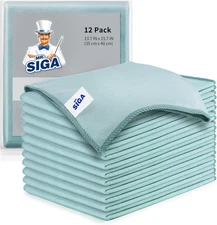 MR.SIGA Ultra Fine Microfiber Cloths for Glass, Pack of 12, 35 X 40Cm 13.7" X 15