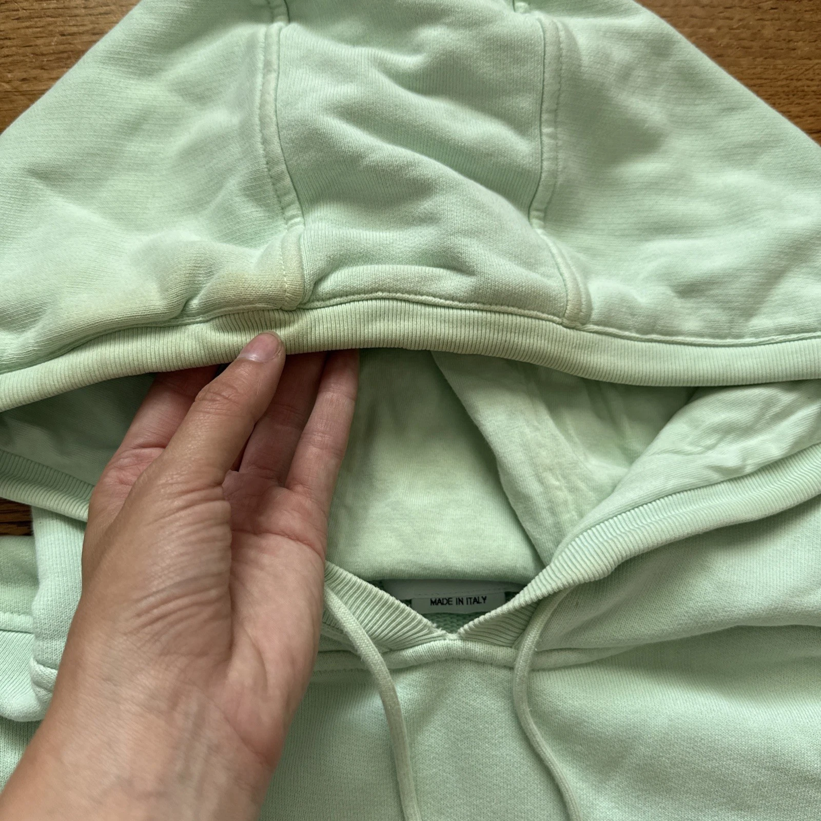 THOM BROWNE Felpa con cappuccio in jersey di cotone tinto in capo verde taglia 4