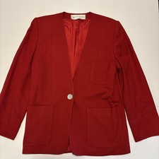 Vintage Evan Picone Women  s Red Wool Blazer Size 6