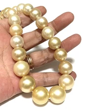Australia South Sea 12 - 16.3mm 30 pcs Multi Golden Round Pearl 16" Strand