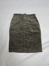 Vtg Ralph Lauren Herringbone Cotton Skirt Women Size 6 Brown Knee Length Classic