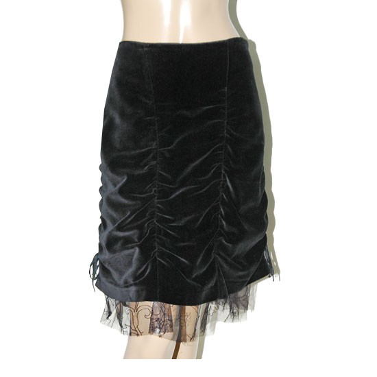 Ladies Bill Tornade Velvet Knee Skirt size S Black Made in France New with Tags
