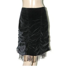 Ladies Bill Tornade Velvet Knee Skirt size S Black Made in France New with Tags