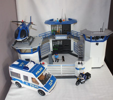 Playmobil Police Station Set Helicopter, Van & Motorbike Jail Tower Figures
