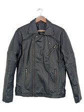 Giacca pelle uomo SMOG nera taglia M biker jacket urban ecopelle