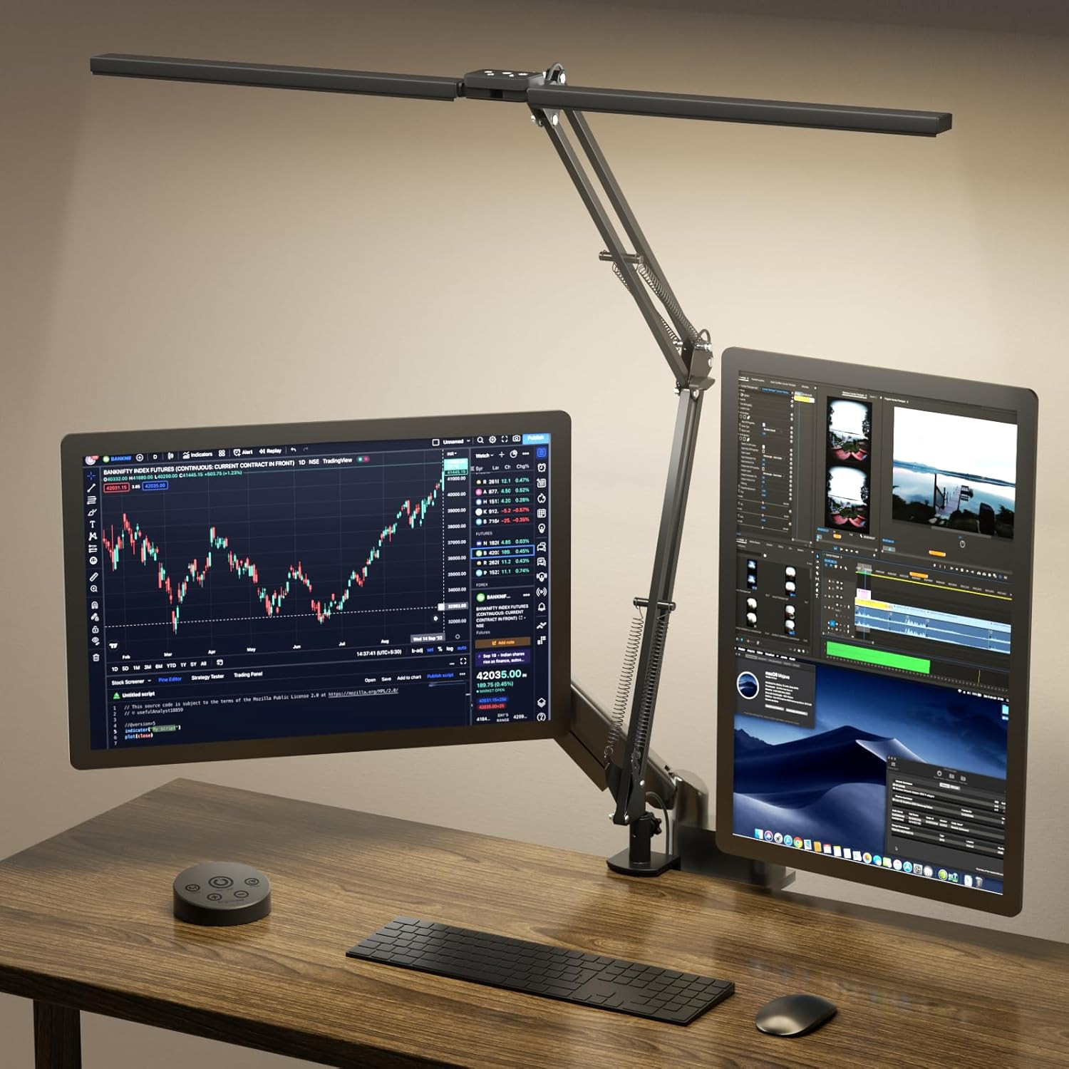 Lampada Da Scrivania LED, Doppia Testa -Telecomando, 2400 LM, 24W, 5 Modi Di Tem
