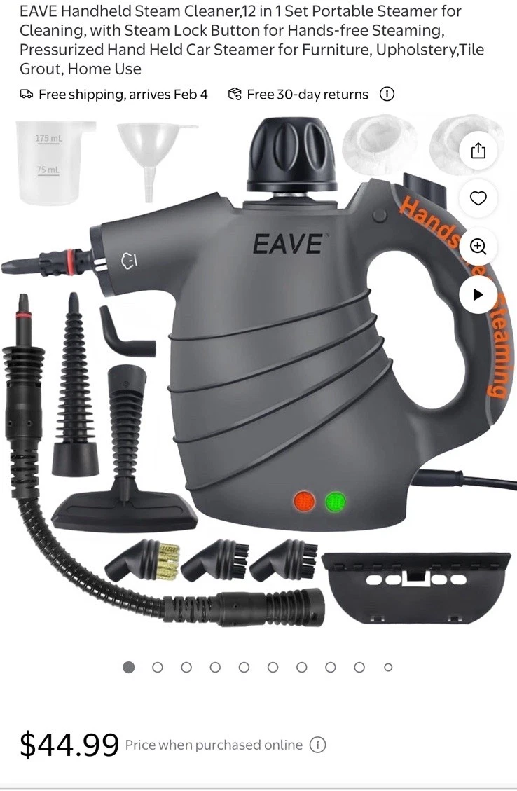 EAVE Handheld Steam Cleaner 12-in-1 Portable Steamer w/ Accessories & Box