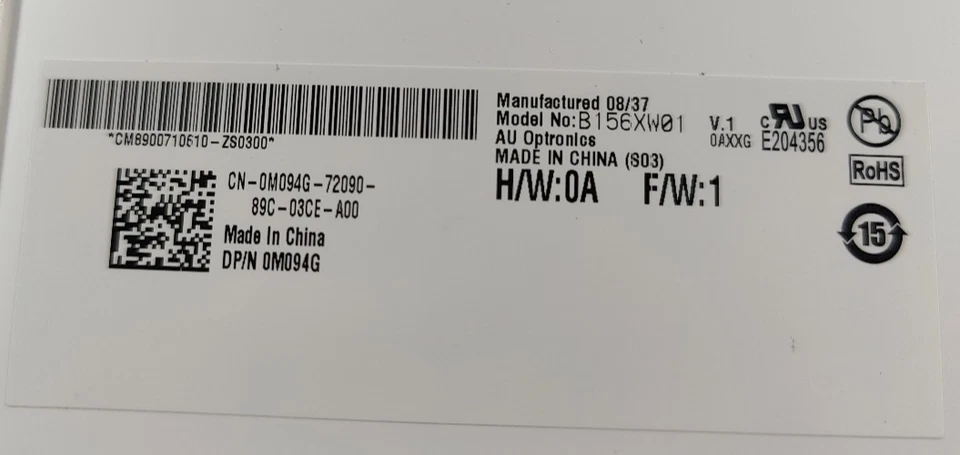 B156XW01 V.1 Auo LCD HD Panel 15.6 from Vostro A860 - Image 3 of 3