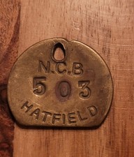 HATFIELD Colliery Pit Check Tally marked HATFIELD 503 Coal Mining Membrobilia
