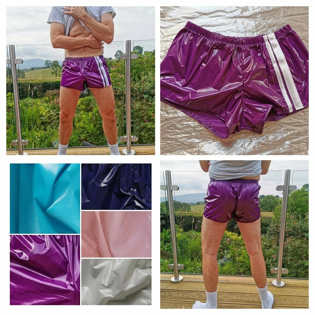 FUNTANA footy shorts in glossy ultra-thin PU-coated nylon taffeta (XS > 2XL)