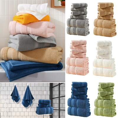 6 Piece Bath Towels Set 100% Cotton Turkish Towels for Bathroom Hotel Spa