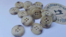 Retro 4 hole button new from shop, 13pcs, dia 17.7mm,colour: marble cream