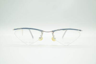 Vintage Possible TN-007 Blau Silber halbrand Brille Brillengestell NOS