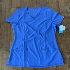 Lot of 3 Cherokee Scrubs Round Neck Top 2624A CIPS Ciel Blue Size XL Womens